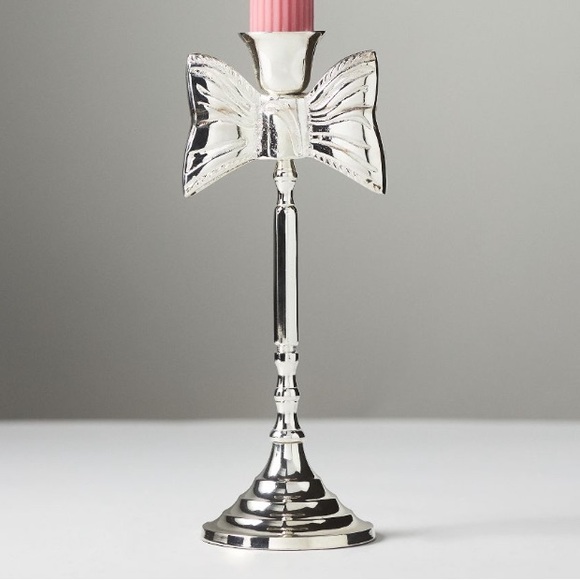 Silver Plated Bow Candle holder - Picture 2 of 9